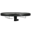 Beach Umbrella Table Tray with Wine Glass Holder and Foldable Towel Rack, 23.5" Dia., Black