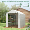 Outdoor Walk-in Greenhouse with Roll-up Zipper Door, Hot House with Shelves, PE Cover, 95.25" x 70.75" x 82.75", White