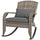 Adirondack Chair, Outdoor Wicker Rocking Chair with High Back, Seat Cushion and Pillow for Porch, Balcony, Gray