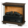 26" Free Standing Electric Fireplace Heater, 1400W Freestanding Fireplace Heater with Adjustable Temperature, Timer & 7 Bright Settings, Brown