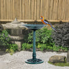 28'' Bird Bath Outdoor Resin Decor with Fleur De Lis Pattern, Time-Worn Finish