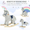 Kids Rocking Horse, Plush Baby Ride on Horse Toddler Rocker for 36-72 Months, Boys Girls Gift, Gray/White
