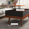 Coffee Table, Lift up Coffee Table with Hidden Compartments and Wood Legs, 39.25" x 31" x 21.25", Walnut