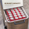 60 Quart Outdoor Cooler Cart, Rolling Ice Chest with Bottom Shelf and Bottle Opener for Backyard Deck Poolside Party
