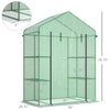 56" x 29" x 77" Walk-in Greenhouse, Garden Hot House with 4 Shelves, Roll-Up Door and Weatherized Cover, Green
