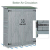 Outdoor Storage Cabinet Wooden Garden Shed Utility Tool Organizer with Waterproof Asphalt Rood, Lockable Doors, 3 Tier Shelves, Grey