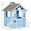 Wooden Playhouse for Kids Outdoor with Flower Pot Holders, Door, Windows, Service Stations for 3-7 Years, Blue