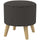 Round Ottoman Stool with Storage, Linen Fabric Upholstered Foot Stool with Padded Seat, Hidden Space and Wood Legs