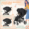 Lightweight Baby Stroller, Toddler Travel Stroller with One Hand Fold, Compact Stroller with Storage Basket, All Wheel Suspension, Black
