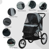 Pet Stroller for Small Dogs with Adjustable Canopy, 3 Big Wheels, Foldable Cat Stroller with Safety Tether, Storage Basket, Gray