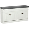 Shoe Storage Bench, Modern Shoe Bench with Thick Padding, Hook and Loop Fastener for Entryway, Hallway, Shoe Rack Bench, White/Grey