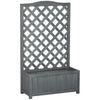 46" Wooden Planter with Trellis, Raised Garden Bed to Grow Vegetables, Herbs, Flowers for Backyard, Patio, Gray