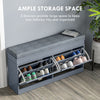 Modern Shoe Storage Bench, Entry Way Bench with Cushion, 2 Drawers, Storage Ottoman Bench, Holds 8 Pairs, Gray