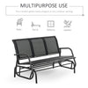 3-Person Outdoor Patio Glider Bench, Porch Glider Swing with 3 Seats, Breathable Mesh Fabric, Metal Frame, Black