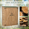 Outdoor Storage Cabinet Wooden Garden Shed Utility Tool Organizer with Waterproof Asphalt Rood, Lockable Doors & 3 Tier Shelves, Natural