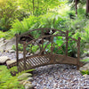 3.3FT Classic Garden Bridge, Metal Arc Footbridge with Safety Railings, Decorative Pond Bridge for Backyard Creek Stream, Rust Brown