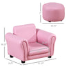Kids Sofa Set with Footstool, Upholstered Armchair for Kids 18M+, Baby Sofa for Playroom, Children's Bedroom, Nursery Room, Pink