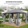 10' x 13' Outdoor Patio Gazebo, Canopy Shelter with 6 Removable Sidewalls & Steel Frame for Garden, Lawn, Backyard & Deck, Gray