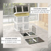 Stackable Storage Bins with Lids, Wheels, and Collapsible, White