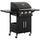 Outdoor 3 Burner Gas Grill Portable Barbecue Trolley w/ Wheels, Warming Rack, Shelves, Cabinet, Thermometer, Black