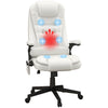 Heated Massage Office Chair, Heated Reclining Desk Chair with 6 Vibration Points, Armrest and Remote, White