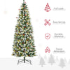 6ft Pre-Lit Snow-Dipped Artificial Christmas Tree with Realistic Branches, 300 LED Lights, Pine Cones, Red Berries and 618 Tips
