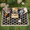 Reversible Outdoor RV Rug, 9' x 12' Patio Floor Mat, Plastic Straw Rug for Backyard, Deck, Picnic, Beach, Camping, Black & Beige