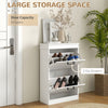 Shoe Cabinet with 2 Flip Drawers, Freestanding Shoe Cabinet Organizer for 10 Pairs, Narrow Shoe Organizer for Entryway, Hallway, White