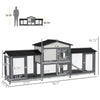90.5" Wooden Rabbit Hutch Bunny Cage Pet Playpen House Enclosure with Double Side Run Boxes, for Guinea Pig and Small Animals, Light Grey