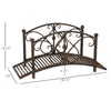 3.3FT Classic Garden Bridge, Metal Arc Footbridge with Safety Railings, Decorative Pond Bridge for Backyard Creek Stream, Rust Brown
