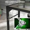 Bar Height Outdoor Table, Patio Bar Table with Built-In Bottle Opener, Plastic Top with Wood Grain, 47.25" x 15" x 39"
