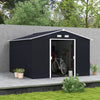 11' x 9' Metal Storage Shed Garden Tool House with Double Sliding Doors, 4 Air Vents for Backyard, Patio, Lawn Dark Grey