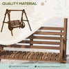 Patio Swing Chair with A-Frame Stand, 2 Person Wooden Porch Swing for Garden, Poolside, Backyard, Carbonized Brown
