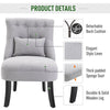 Small Tufted Button Accent Chair, Mid-Back Armchair with Upholstered Fabric, Solid Wood Legs, and Support Pillow, Gray