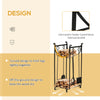 Firewood Rack with Fireplace Tools, Indoor Outdoor Firewood Holder, 30.25" Build with 2-Tiers, Includes Poker, Tongs, Broom, Shovel, Black