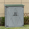 Outdoor Storage Cabinet Wooden Garden Shed Utility Tool Organizer with Waterproof Asphalt Rood, Lockable Doors, 3 Tier Shelves, Grey