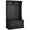 Modern Hall Tree, Coat Rack with Shoe Storage Bench with 4 Double Hooks and 2 Shelves for Hallway, Living Room, Black
