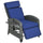 Outdoor Recliner Chair with Adjustable Backrest, Cushion, Side Tray, Dark Blue
