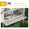 Elevated Wooden Rabbit Hutch, Indoor/Outdoor Bunny Cage with Hinged Asphalt Roof and Removable Tray for Guinea Pig, Gray