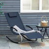 Zero Gravity Rocking Chair Outdoor Chaise Lounge Chair Recliner with Detachable Pillow & Durable Weather-Fighting Fabric for Pool, Navy Blue