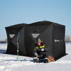 8 Person Ice Fishing Shelter, Waterproof Oxford Fabric Portable Pop-up Ice Tent with 4 Doors for Outdoor Fishing, Black