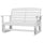 Patio Glider Bench w/ HDPE Slatted Double Rocking Chair, White