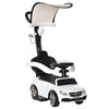 3 in 1 Ride on Push Car Sliding Walking Car for Toddlers Kids with Sun Canopy, Horn Sound, Safety Bar, Cup Holder for Boys Grils, White