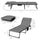 Folding Chaise Lounge Set with Reclining Back, 25.6" x 74" x 14.2", Gray