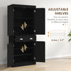 72" Kitchen Cabinet, Pantry Storage Cabinet with Doors and Shelves, Freestanding Food Pantry Cabinet, Black