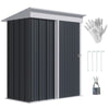 5'x3'x6' Garden Metal Sheds with floor, Small Lean-to Shed with Adjustable Shelf, Lock, Gloves, Cool Gray