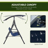 3-Person Porch Swing Bench with Stand & Adjustable Canopy, Armrests, Steel Frame for Outdoor, Garden, Patio, Porch & Poolside, Dark Blue