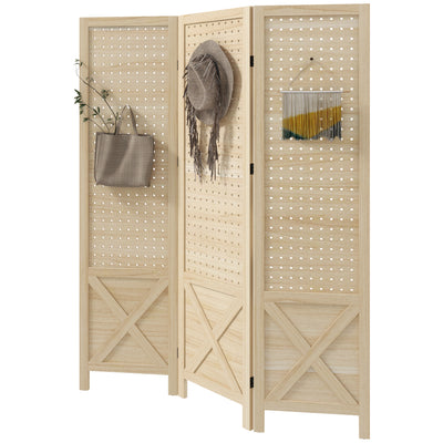4.5' 3 Panel Room Divider, Tall Wood Indoor Portable Folding Privacy Screens, Partition Wall Divider for Home Office,