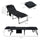 2 Piece Folding Chaise Lounge Pool Chairs with 5-level Reclining Back, Reading Hole, Side Pocket, Black
