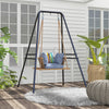 Hammock Chair Stand, Hanging Heavy Duty Metal Frame Hammock Stand for Hanging Hammock Swing Chair, Egg Chair, Indoor & Outdoor Use, Black